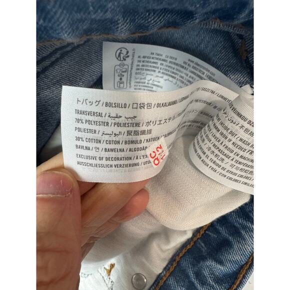 Abercrombie & Fitch Mom High Rise Cut-Off Jeans Shorts Denim Plus Size 36" Waist - Picture 8 of 8